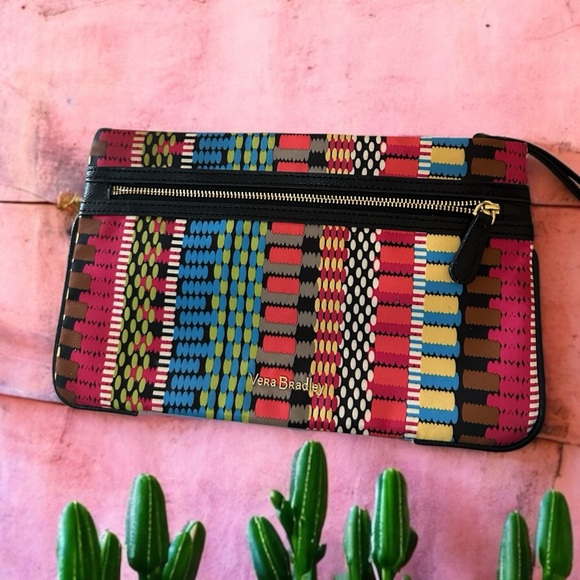 Vera Bradley Red and Pink Wristlet with Bohemian Multi Colored Pattern - Picture 1 of 16